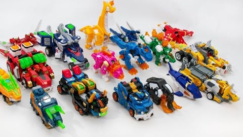 彩色恐龙动物玩具组装合体机器人