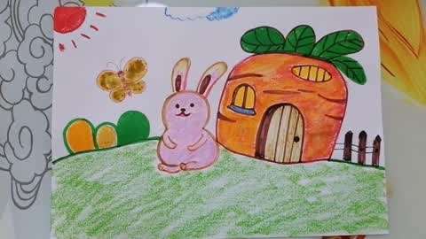 简笔画小白兔的家图片