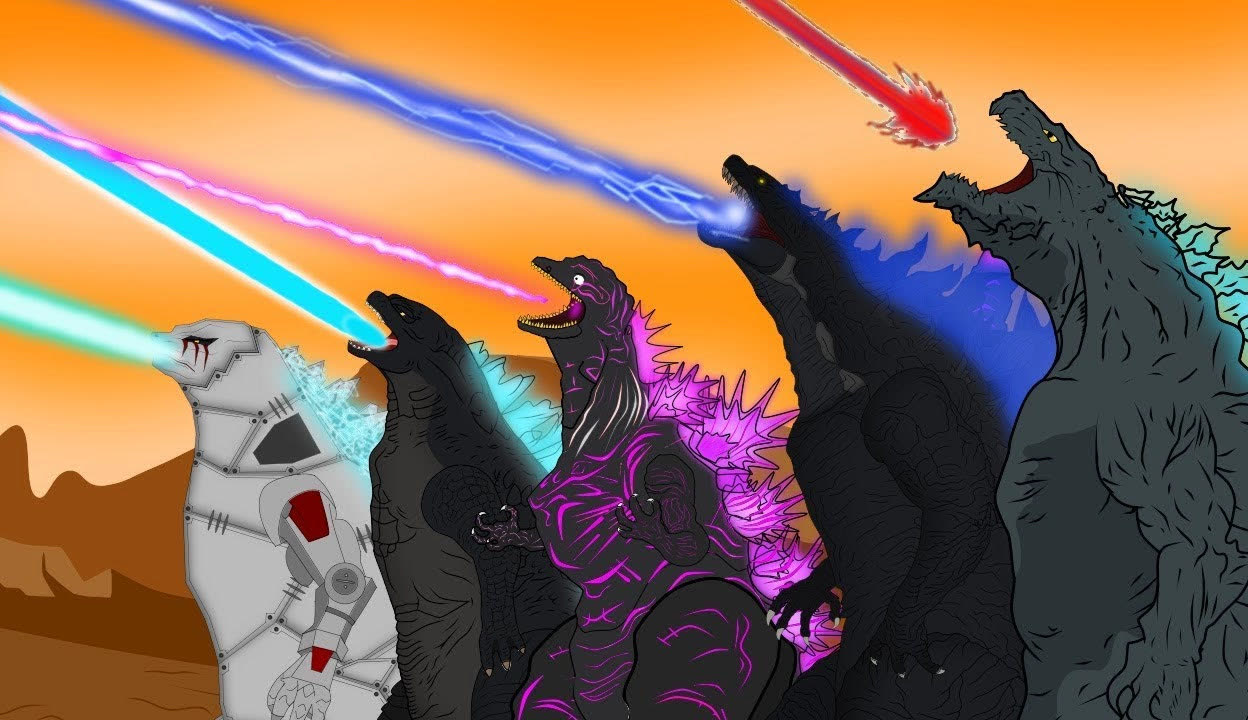 哥斯拉动画哥斯拉和机甲恐龙联合攻击怪兽