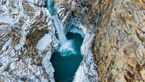 依嘎冰川瀑布暗河图片