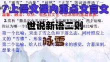 [图]7上语文课内重点文言文《世说新语》二则《咏雪》精讲，助力初一