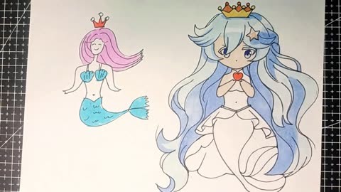 妹妹画的美人鱼vs姐姐画的美人鱼,你喜欢哪个?