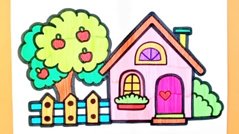 房子简笔画彩色 幼儿图片