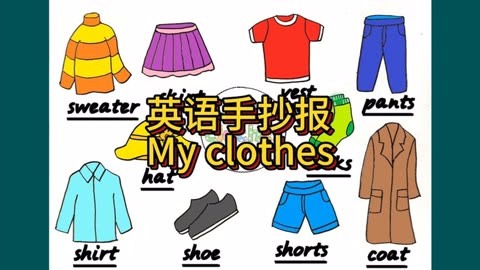 my clothes英语手抄报模板小学生四年级英文我的衣服单词儿童绘画